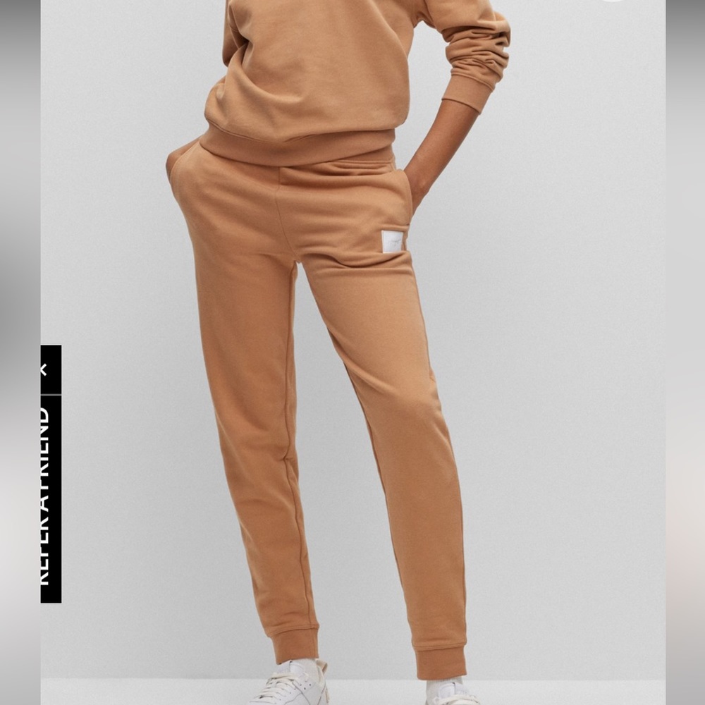 Hugo Boss COTTON-TERRY TRACKSUIT BOTTOMS WITH HANDWRITTEN LOGO BADGE